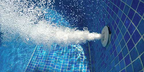 An underwater jet in a hot tub