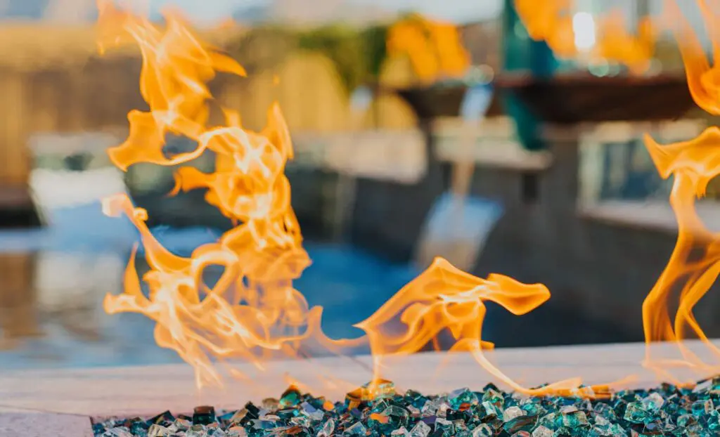 fire in a pebble fire pit