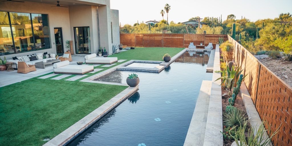 An elegant backyard lap pool in Tucson, AZ