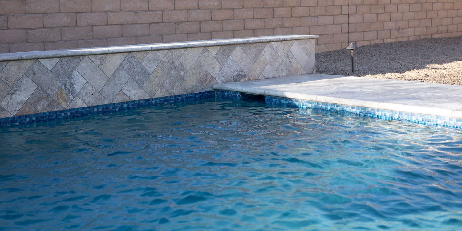 The filter in a pool, which needs to be cleaned according to a pool maintenance schedule